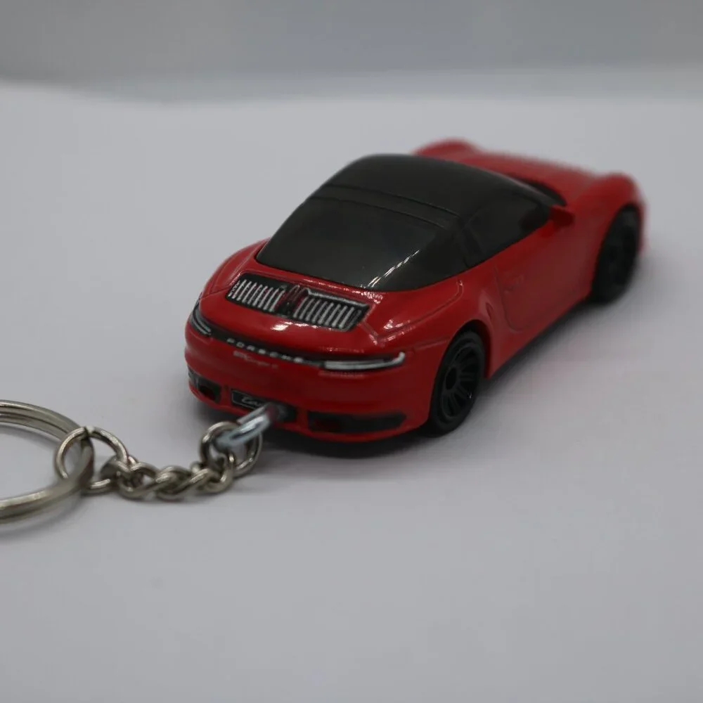 Porsche 911 Targa custom keychain bright red 1/64 scale